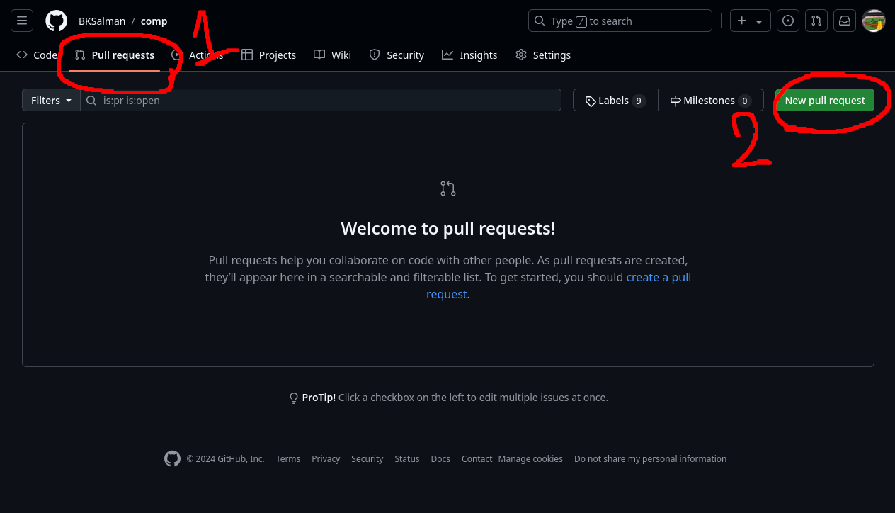 زر الـpull request